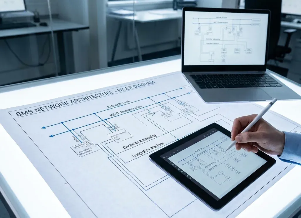 BMS network design and BACnet topology diagrams